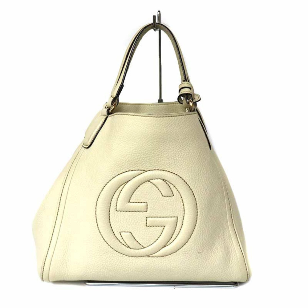GUCCI Soho Fringe Handbag GG Leather Cream